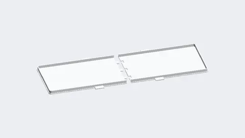 Render of a two-piece 3D-printed winter cover for an RV refrigerator vent grille