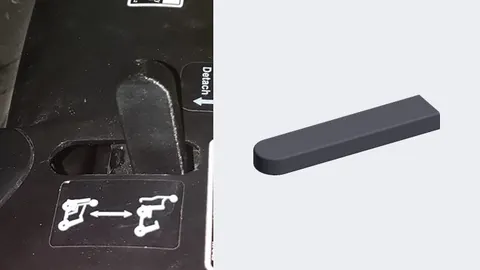 3D-printed neutral and brake release lever fitted on a Shoprider mobility scooter, with a render of the lever