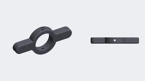 Renders of a 3D-printed grip with two wide handles that clamps around an XLR charger plug
