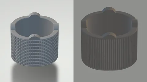 Renders of a hanging plant pot in a squares pattern and a lines pattern