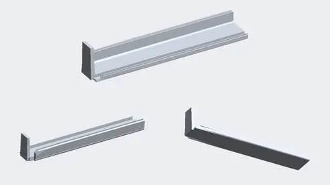 Renders of a 3D-printed plastic handle insert for a Fisher & Paykel DishDrawer dishwasher, shown from the front, mirrored and from below