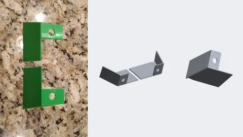 Two green 3D-printed repair patches for the lower radio mounts of a GM G-body dash, with renders of the pair