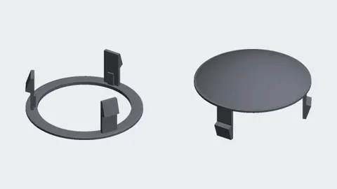 Renders of a clip-in headlight intake ring and a solid headlight plug for a Dodge Challenger