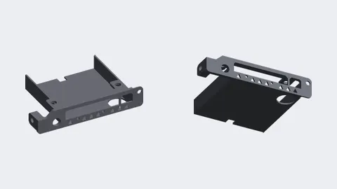 Renders of a 3D-printed low-profile graphics card bracket for a Lenovo ThinkCentre Tiny