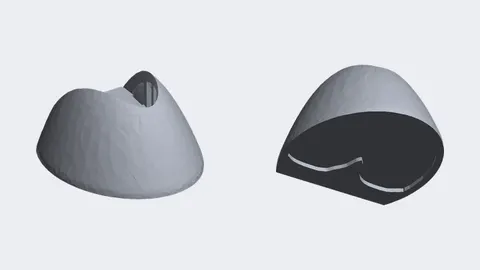 Two renders of a 3D-printed smooth horse hoof for cosplay, from the side and from underneath