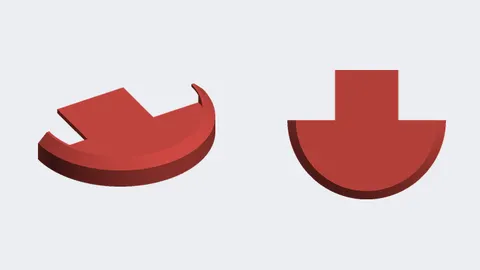 Two renders of a stick-on coin holder: a lipped half ring with a flat mounting tab