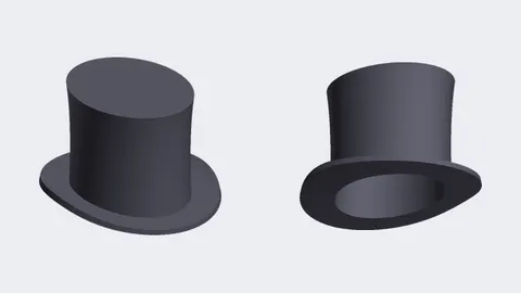 Renders of a 3D-printed miniature top hat for dolls and plush toys