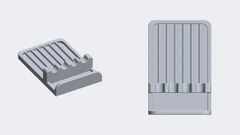 Renders of a 3D-printed kitchen utensil rest with grooves for ladles and spoons